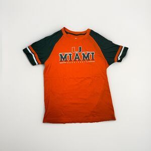 Colosseum Miami Hurricanes Youth Large 16-18 Orange Green Raglan T-Shirt